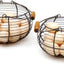 Cestas huevos alambre asas madera vintage set 2