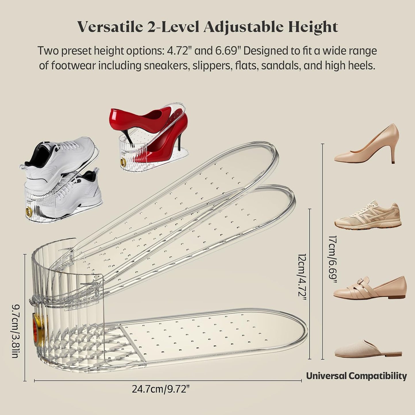 20 Pzas Organiz. Zapatos Transparente Doble Capa
