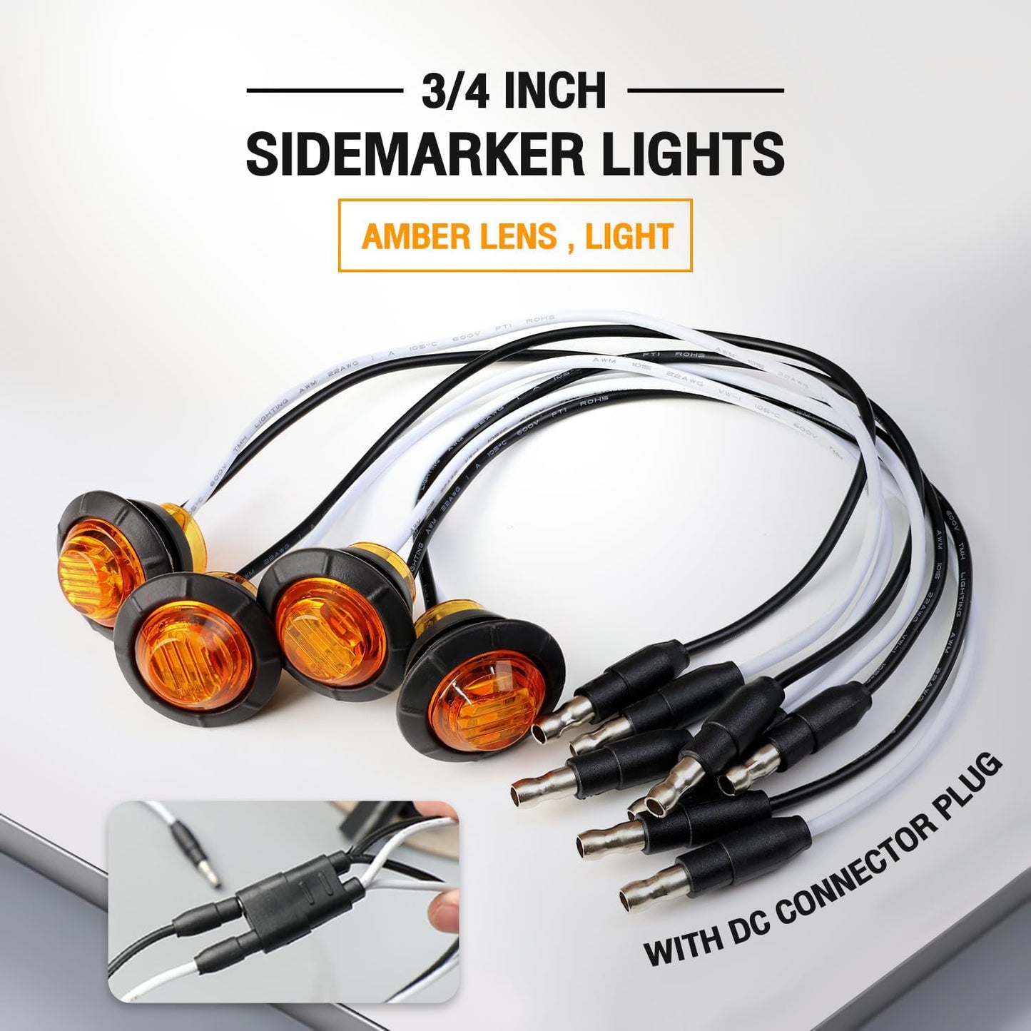 20 Luces señal giro 3/4" ámbar remolque caravana