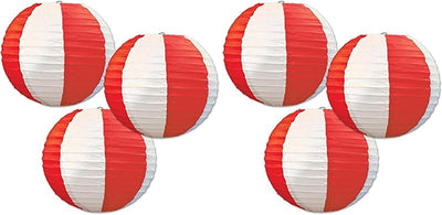 Faroles papel rayas rojo/blanco 9.5pulg set 2