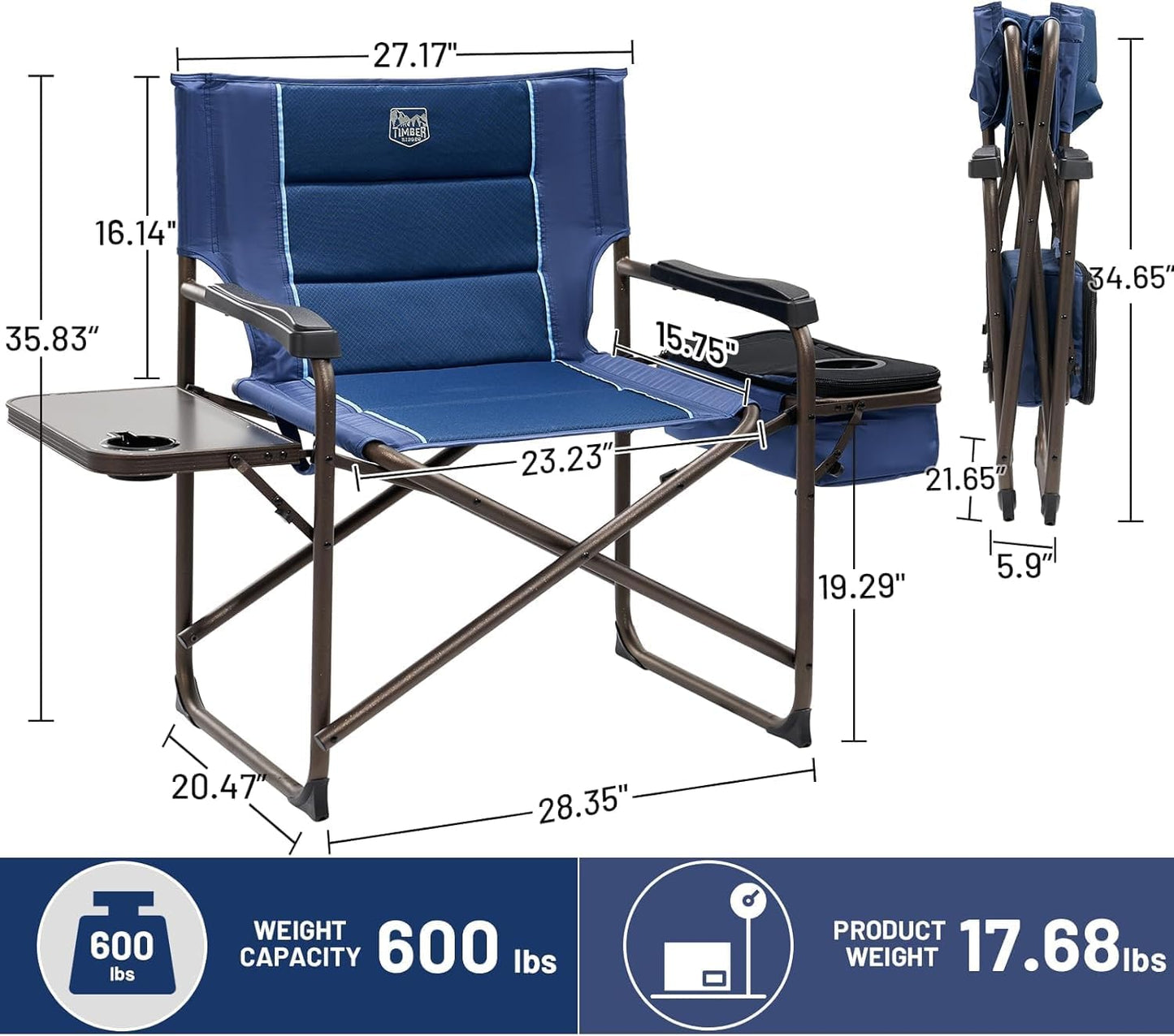 Silla directores gran tamaño 600lb plegable con mesa