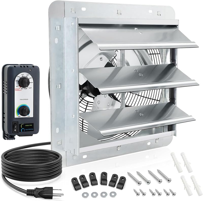 Ventilador obturador 12" control velocidad termostato 960CFM