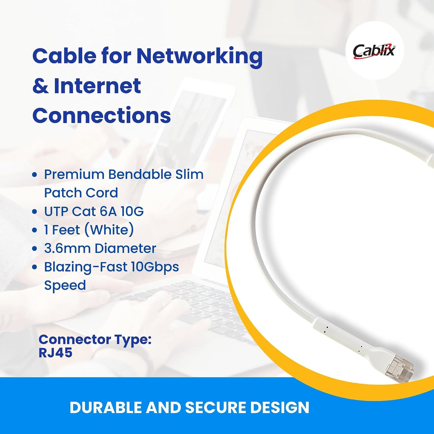 Cable Ethernet Cat6a flexible 10 Gbps con conectores dorados