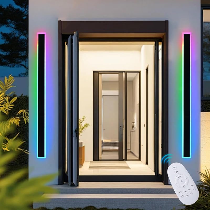 2 Luces LED Pared Exteriores RGB 60" Control Remoto