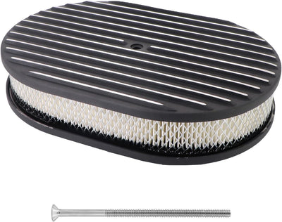 Filtro aire ovalado aluminio pulido 12" negro