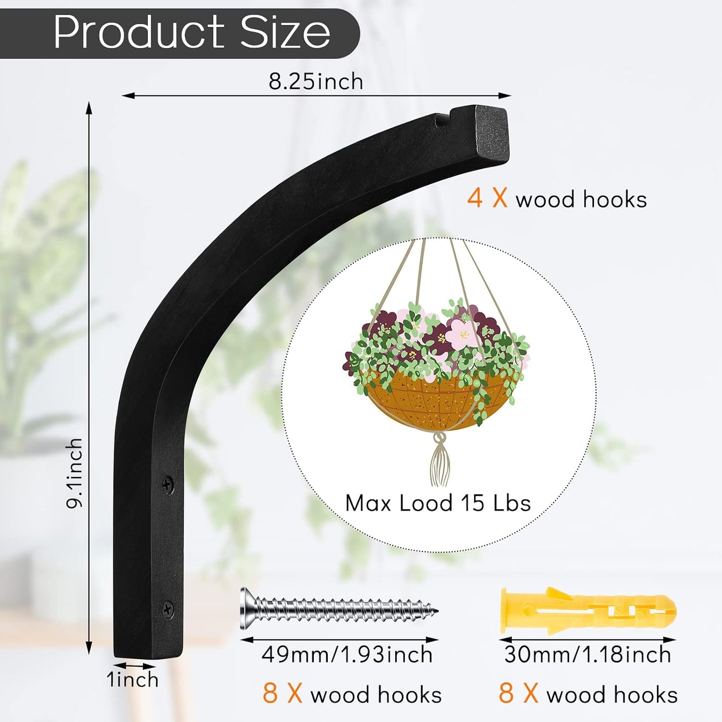 4 Pzas Colgador Plantas Madera 8pulg Pared