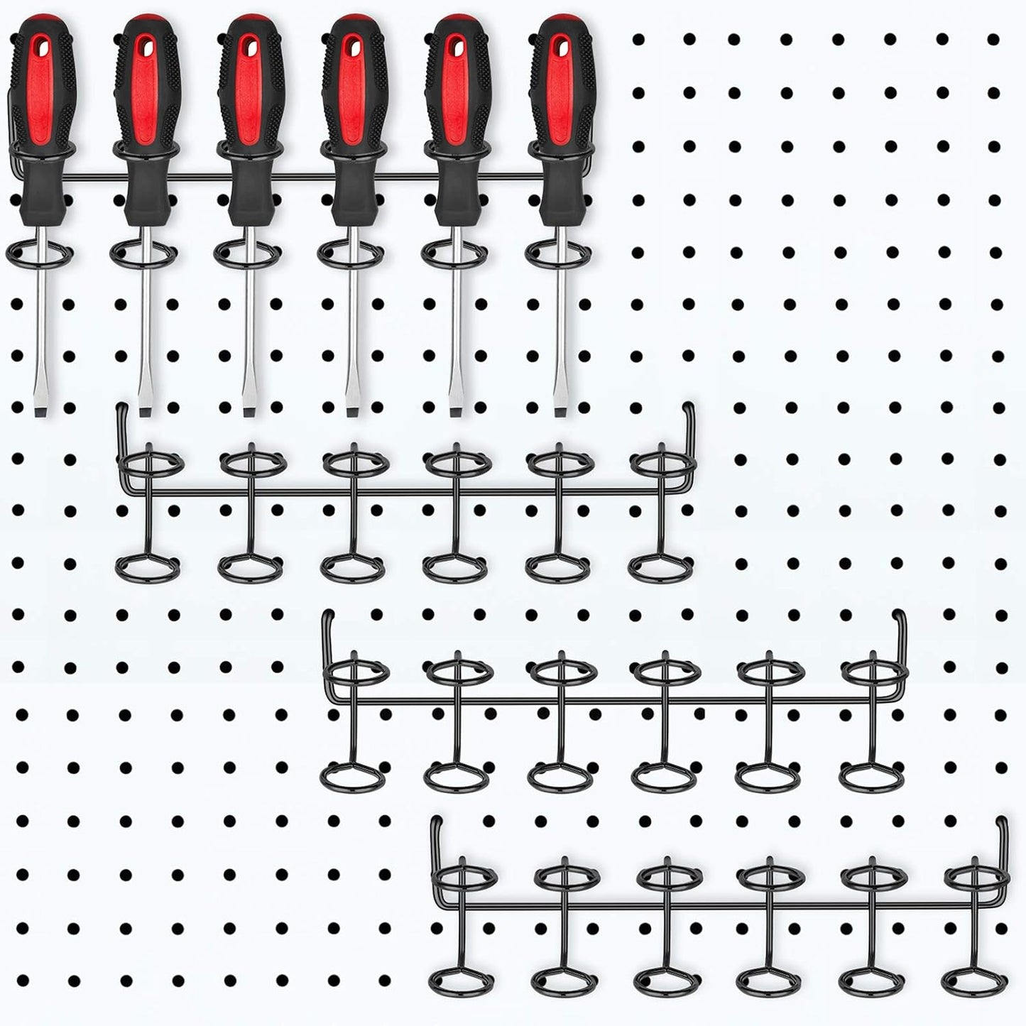 Soportes destornilladores tablero clavijas 6 estantes negro