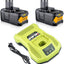 2 Pzas Batería 6.0Ah PBP2005 para Ryobi 18V y Cargador P117