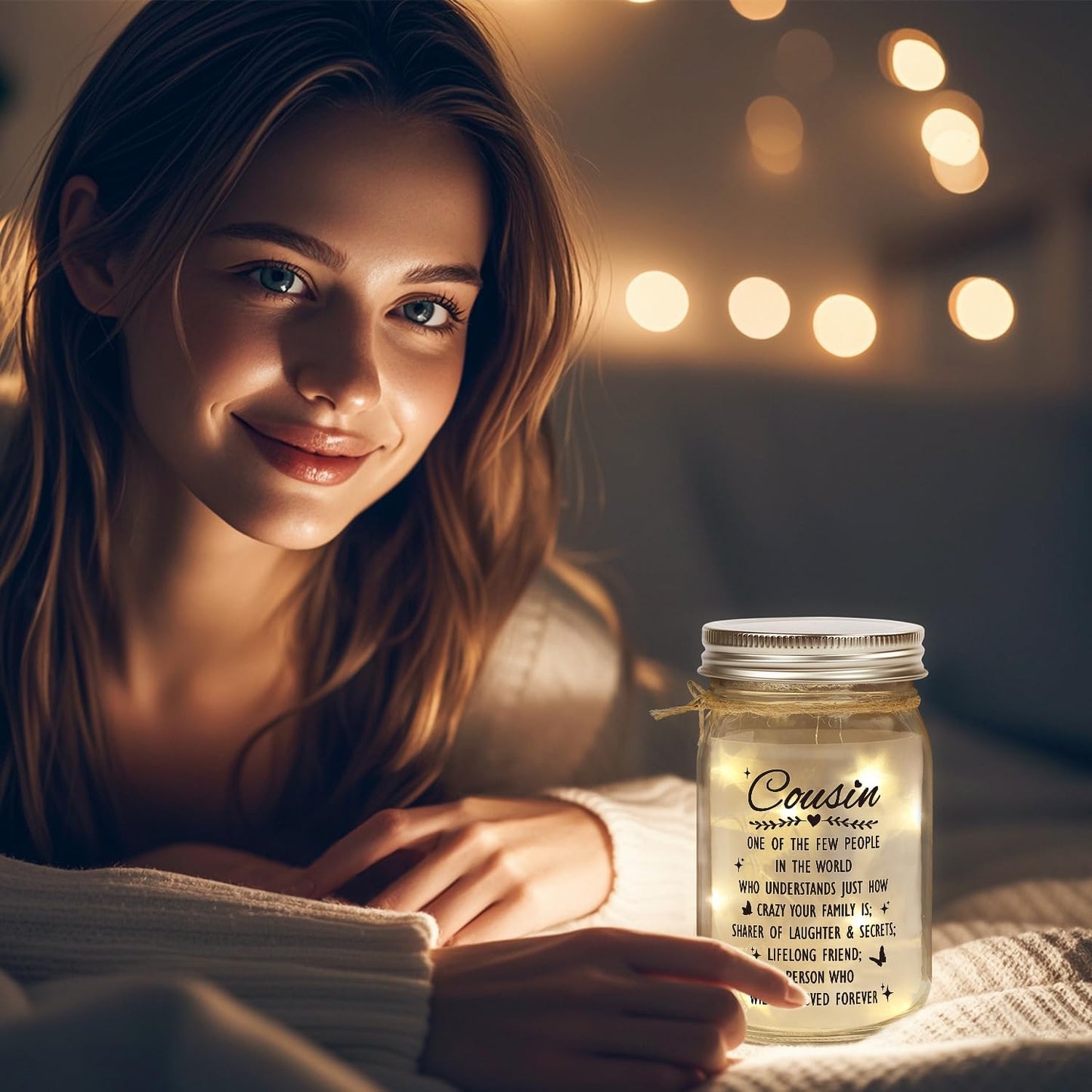 Regalos para prima mujer luz nocturna tarro masón cumpleaños
