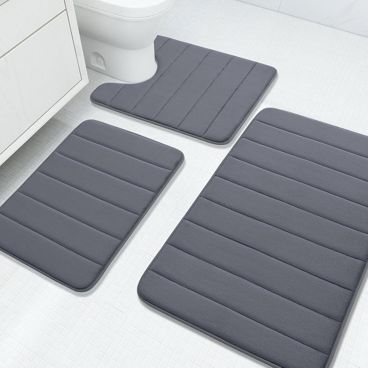 3 Alfombras Baño Espuma Viscoelástica 24x16 36x24