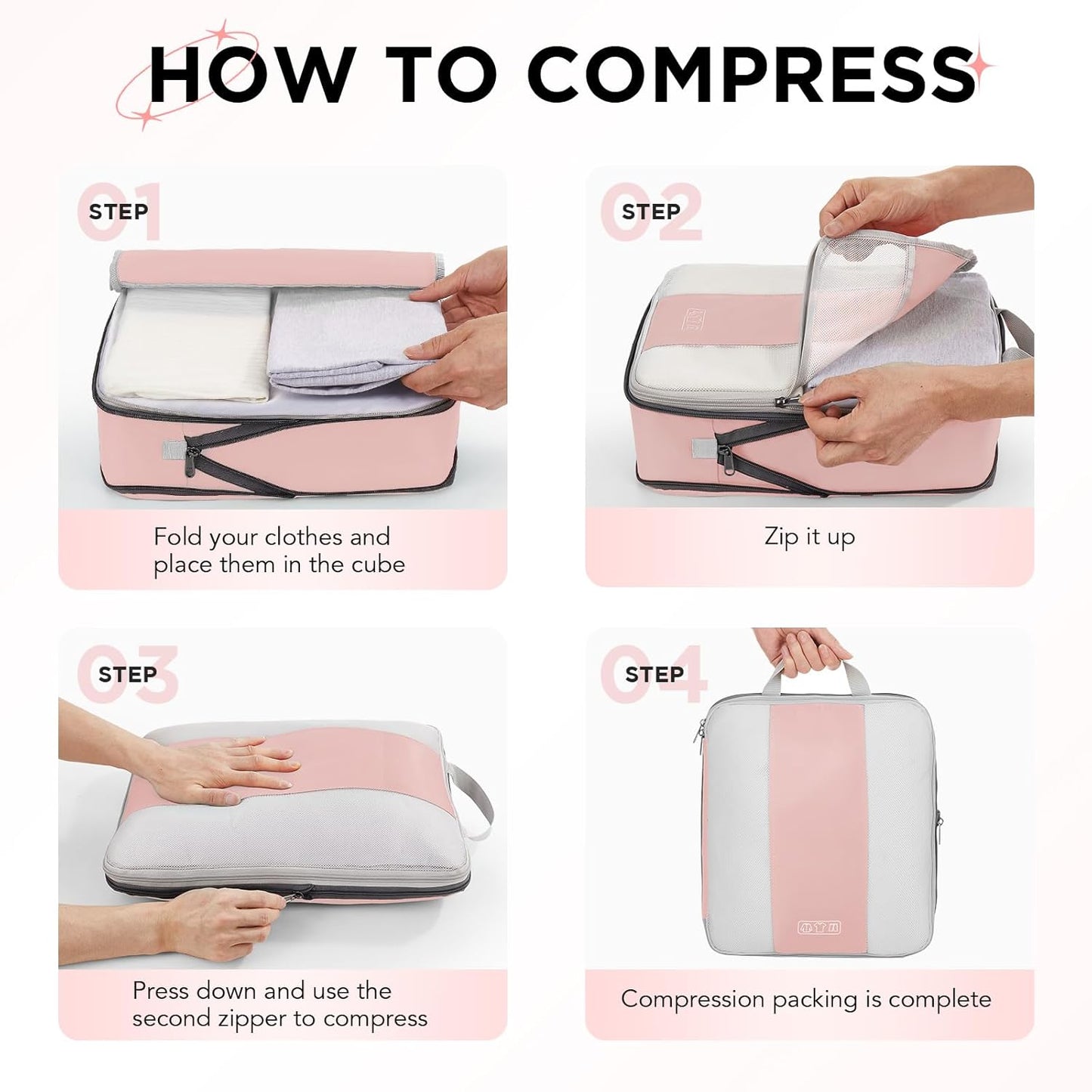 Set 10 cubos compresión viaje mujeres expandibles maleta