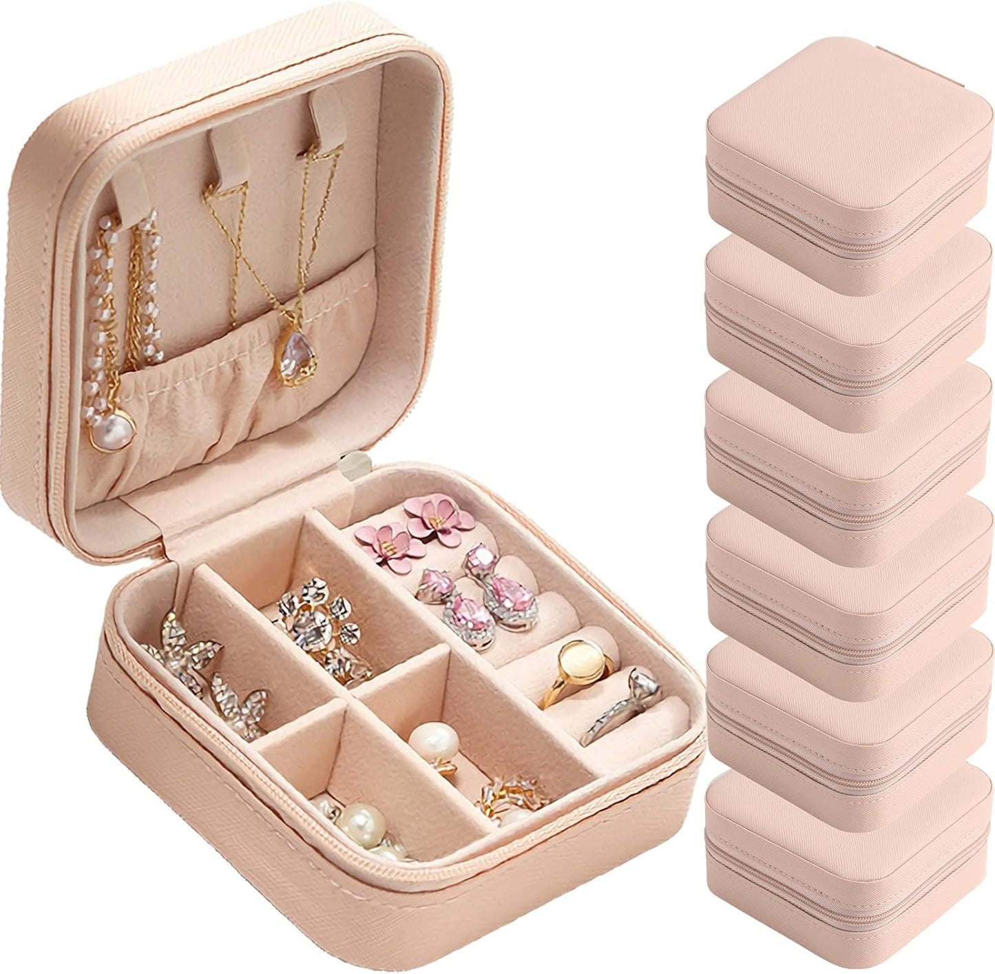 Estuche joyas viaje caja regalo 6 cajas mini cuero PU aretes
