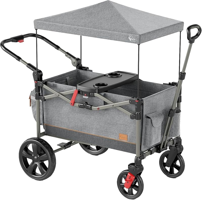 Cochecito plegable 2 niños barra ajustable toldo arnés gris