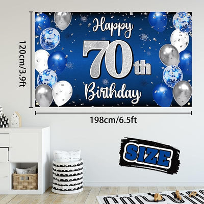 Decoración cumpleaños 70º globo azul plateado salud