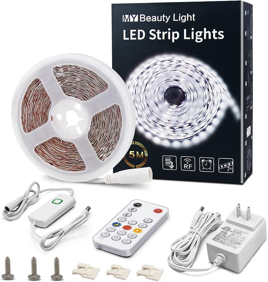 Tira luces LED blancas 16.4ft regulable control remoto
