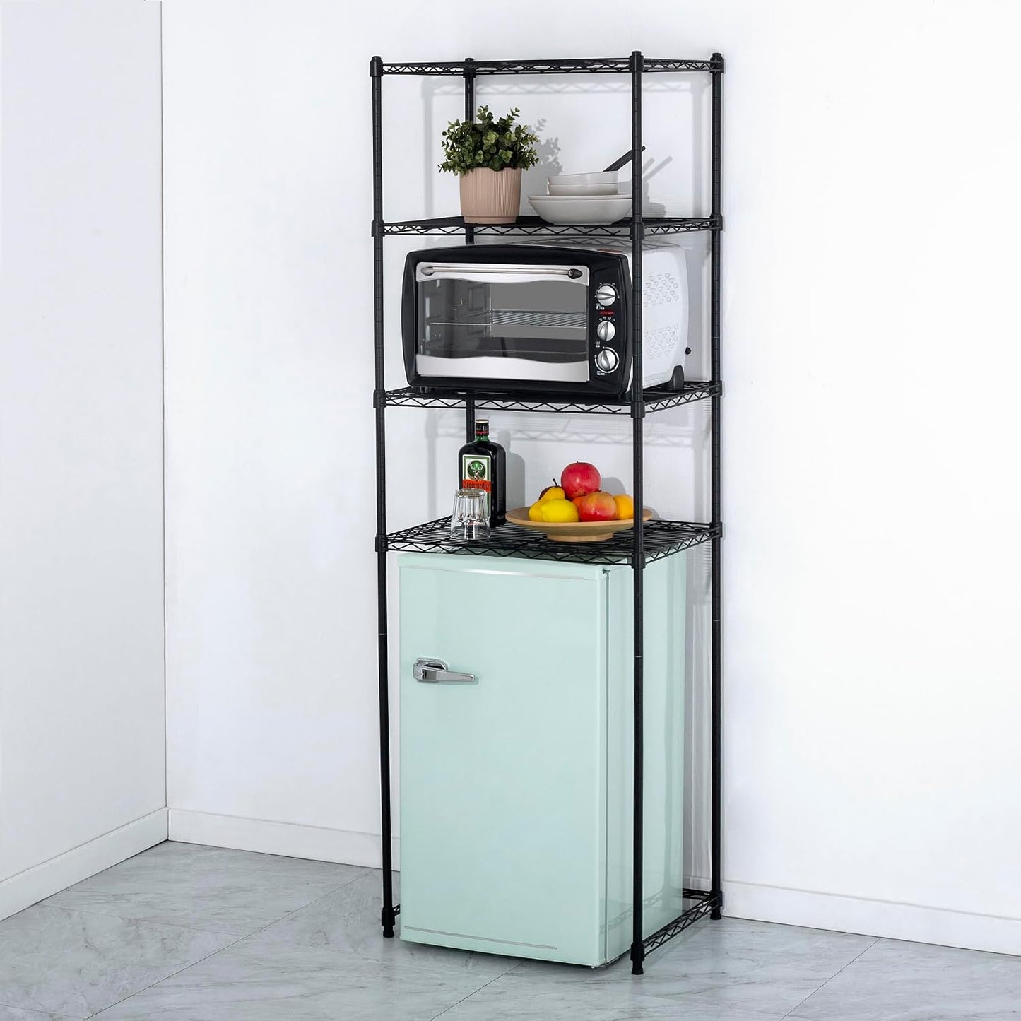Estante refrigerador 4 niveles metal negro