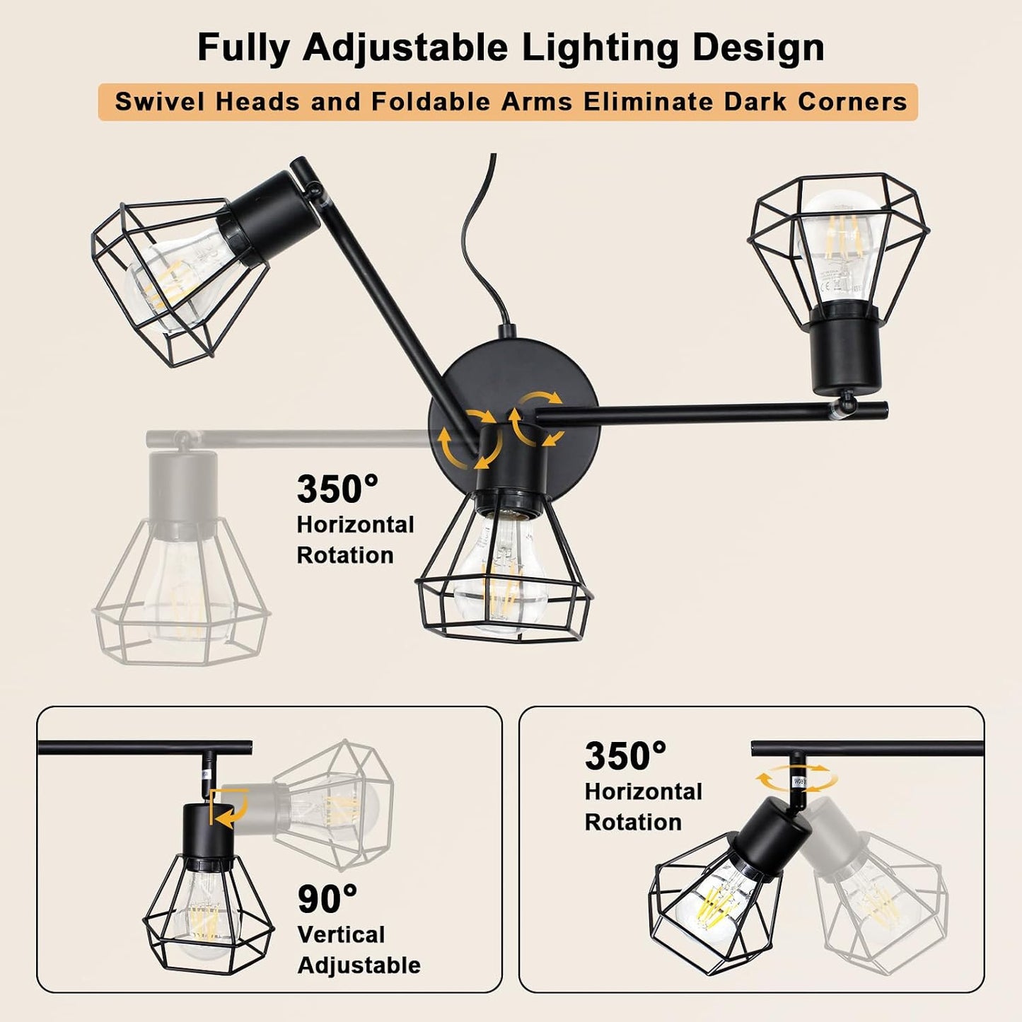 Iluminación riel enchufable 3 luces E26 cocina comedor