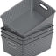 4 Cestas Almacenamiento Plástico Gris Tejida