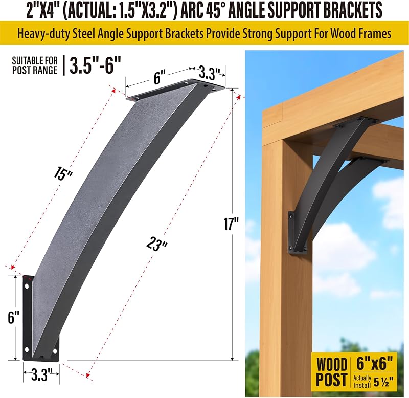 Soportes angulo arco 2x4 para cenadores terrazas madera