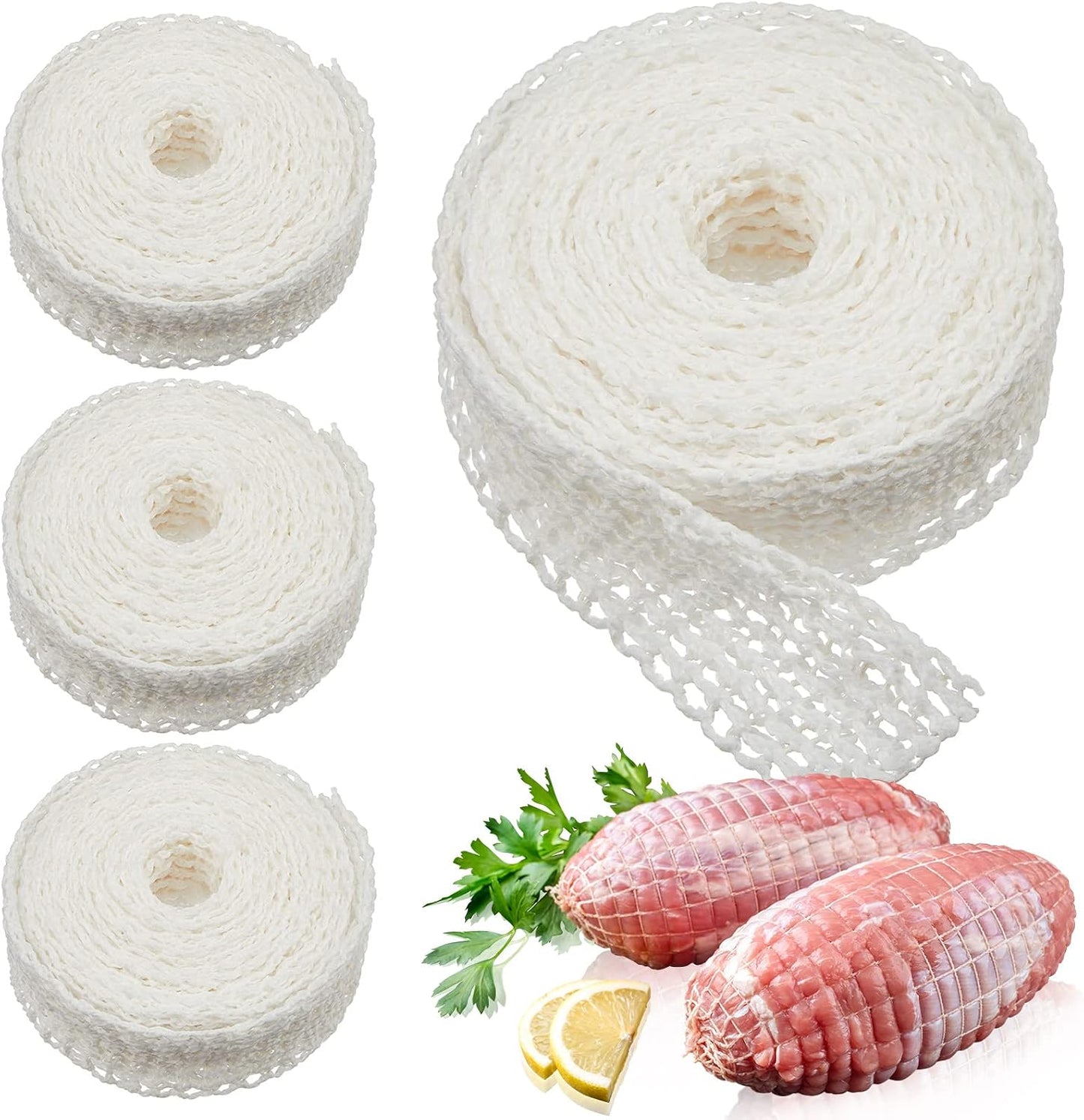 4 Rollos Red de Carne Elásticos para Ahumar Jamón