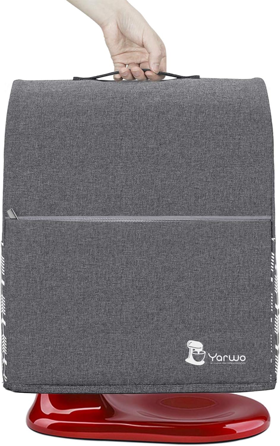 Funda batidora Kitchenaid 6-8qt con mango bolsillos gris