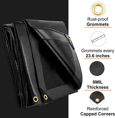 Lona impermeable 8x12ft grosor 0.315pulg resiste UV y desgarro