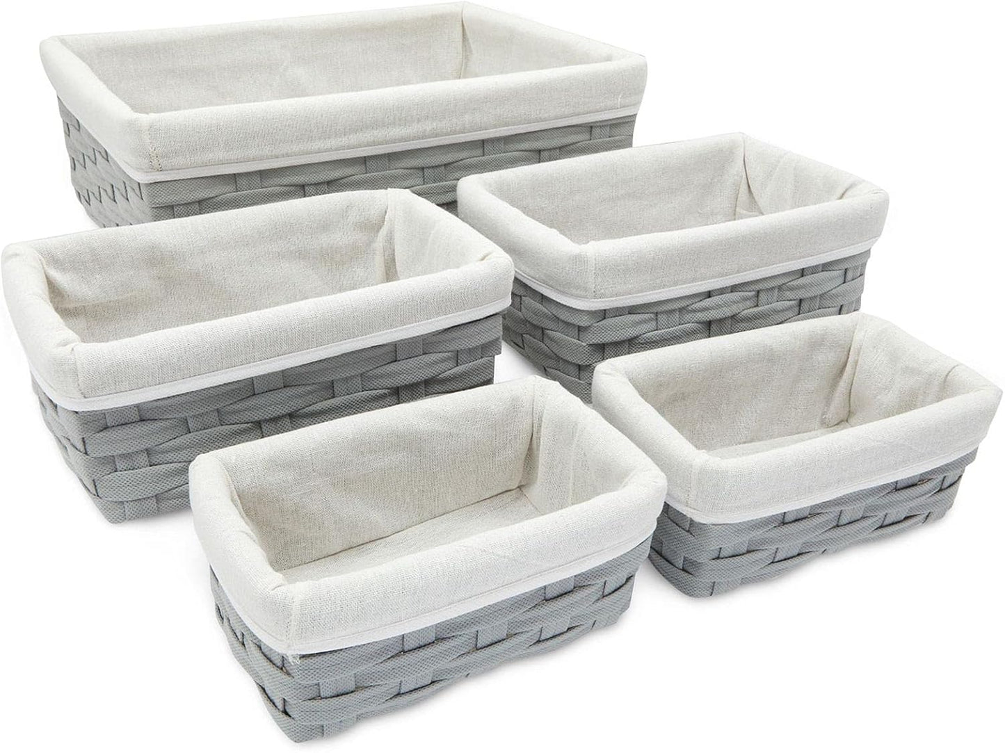 Cestas mimbre gris decorativas 5 pzas