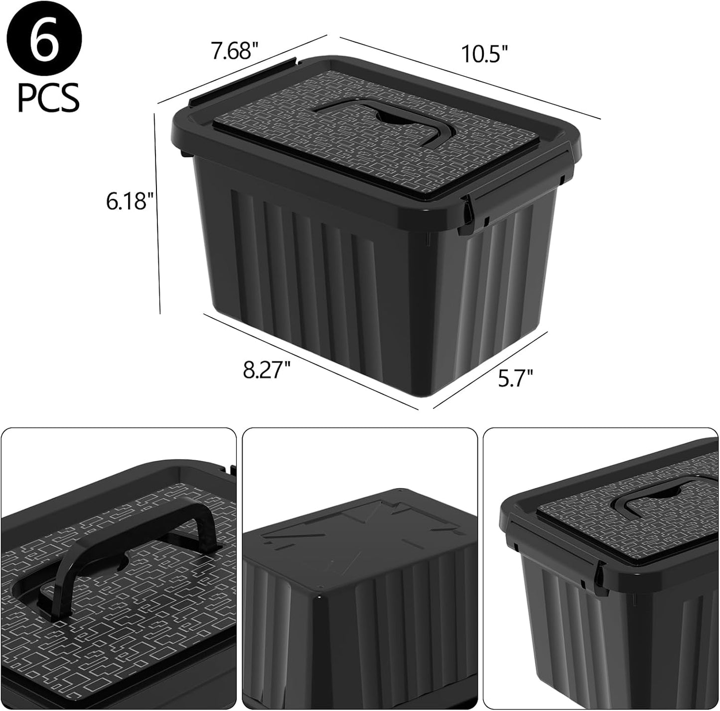 Contenedores plástico 6qt con asa y pestillo negro