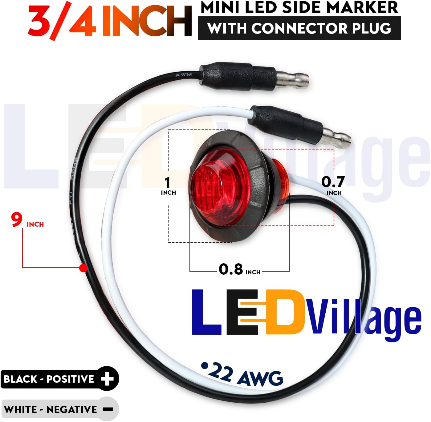 Marcador redondo 3/4" 10 botón luz 3LED 12V set 20