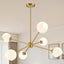 Candelabro Sputnik 6 Luces Dorado Cristal Blanco Dormitorio