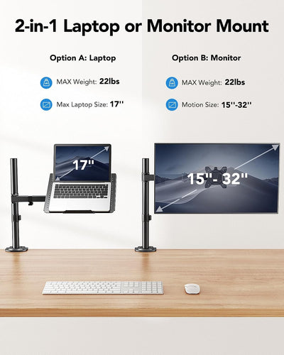 Soporte laptop escritorio 17-32pulg ajustable inclinable 22lb