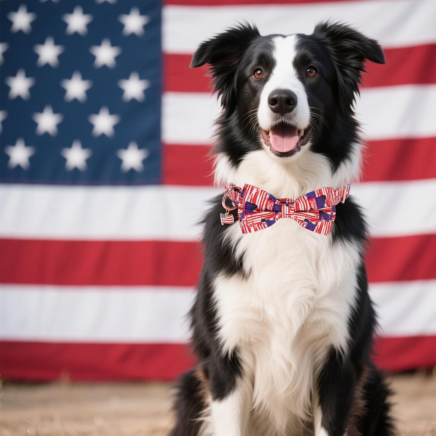 Collar perro bandera americana ajustable 4 de julio