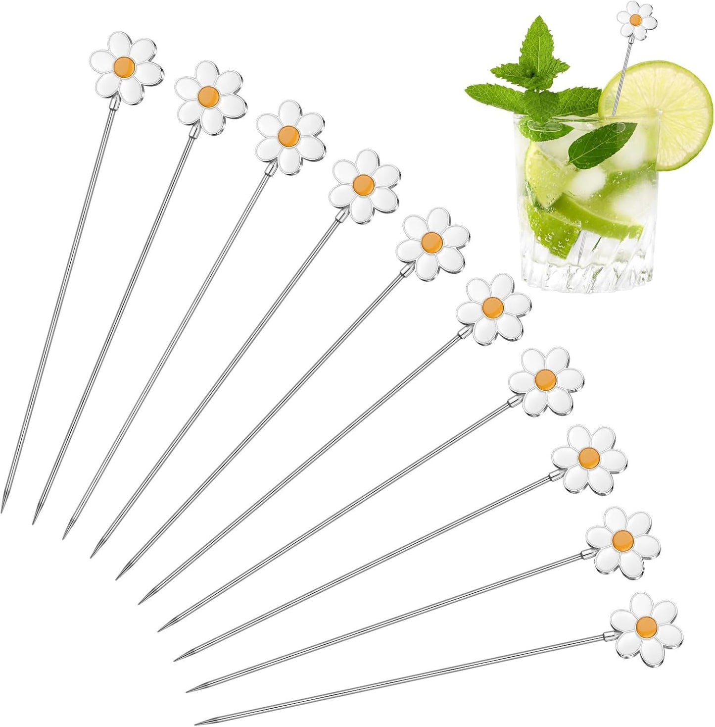 10 Palillos Metal para Cócteles Margarita 4.7pulg Catering