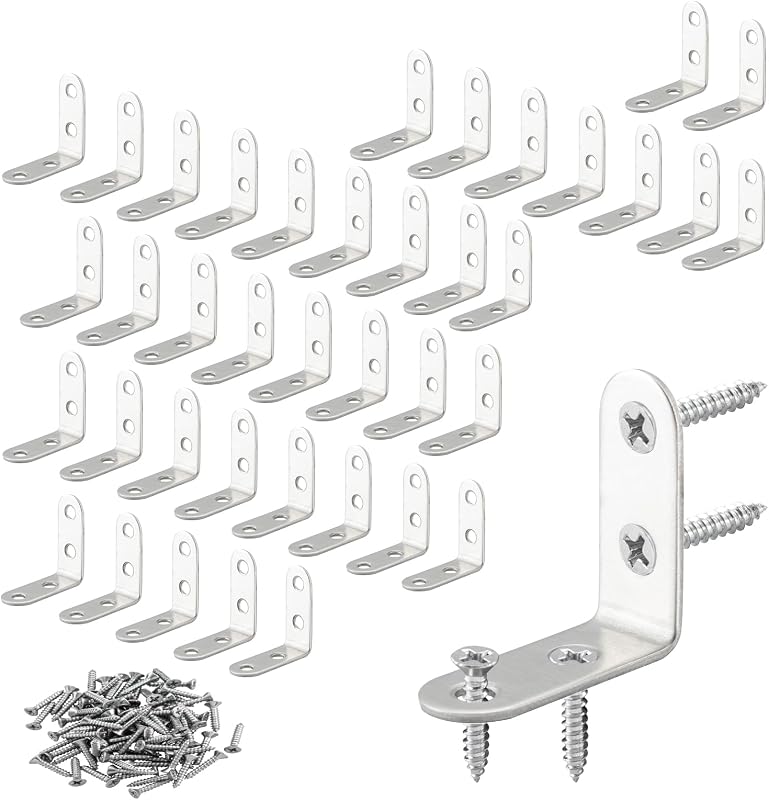Soporte esquina acero inox set 40 pzas 90 grados
