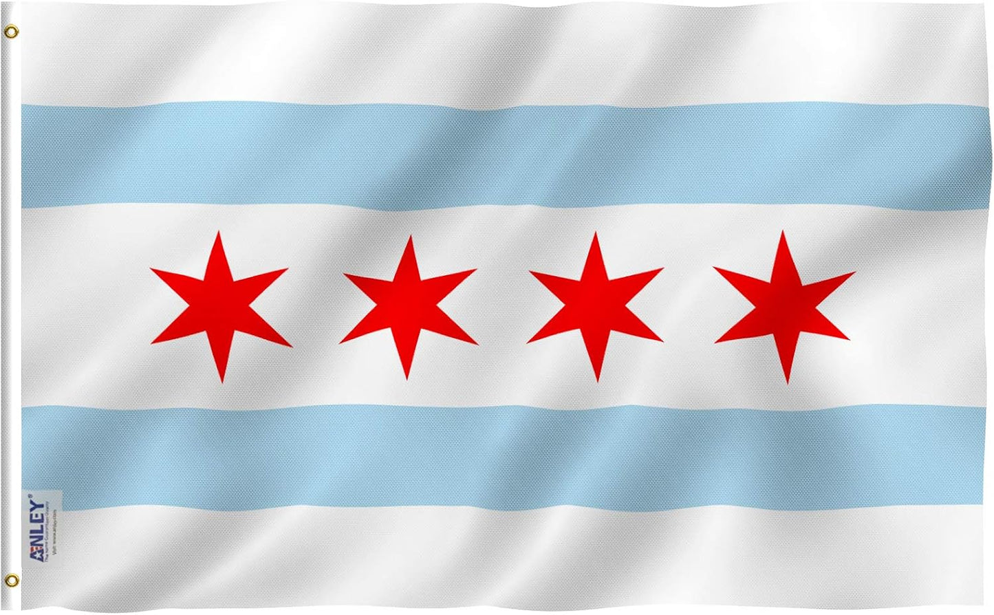Bandera Chicago 3x5ft poliéster color vivo doble costura