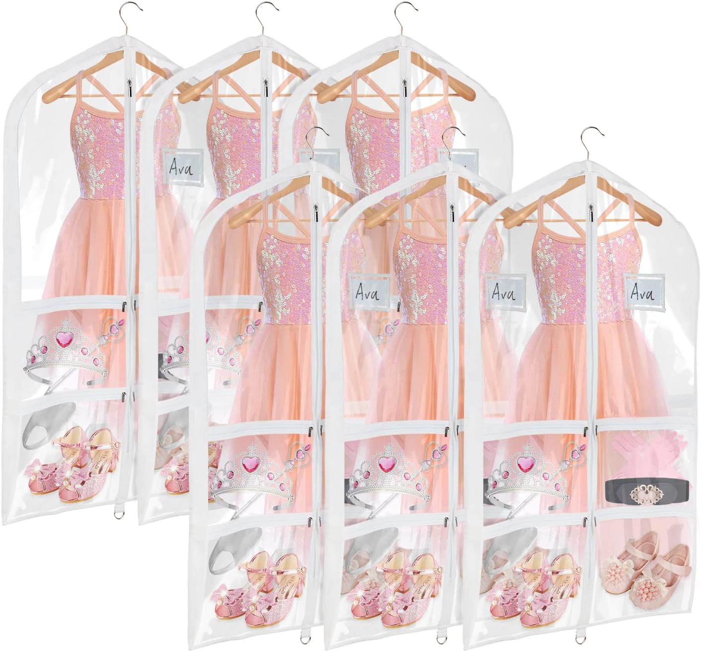 Bolsas PVC transparente 40" 6 Pzas con bolsillos