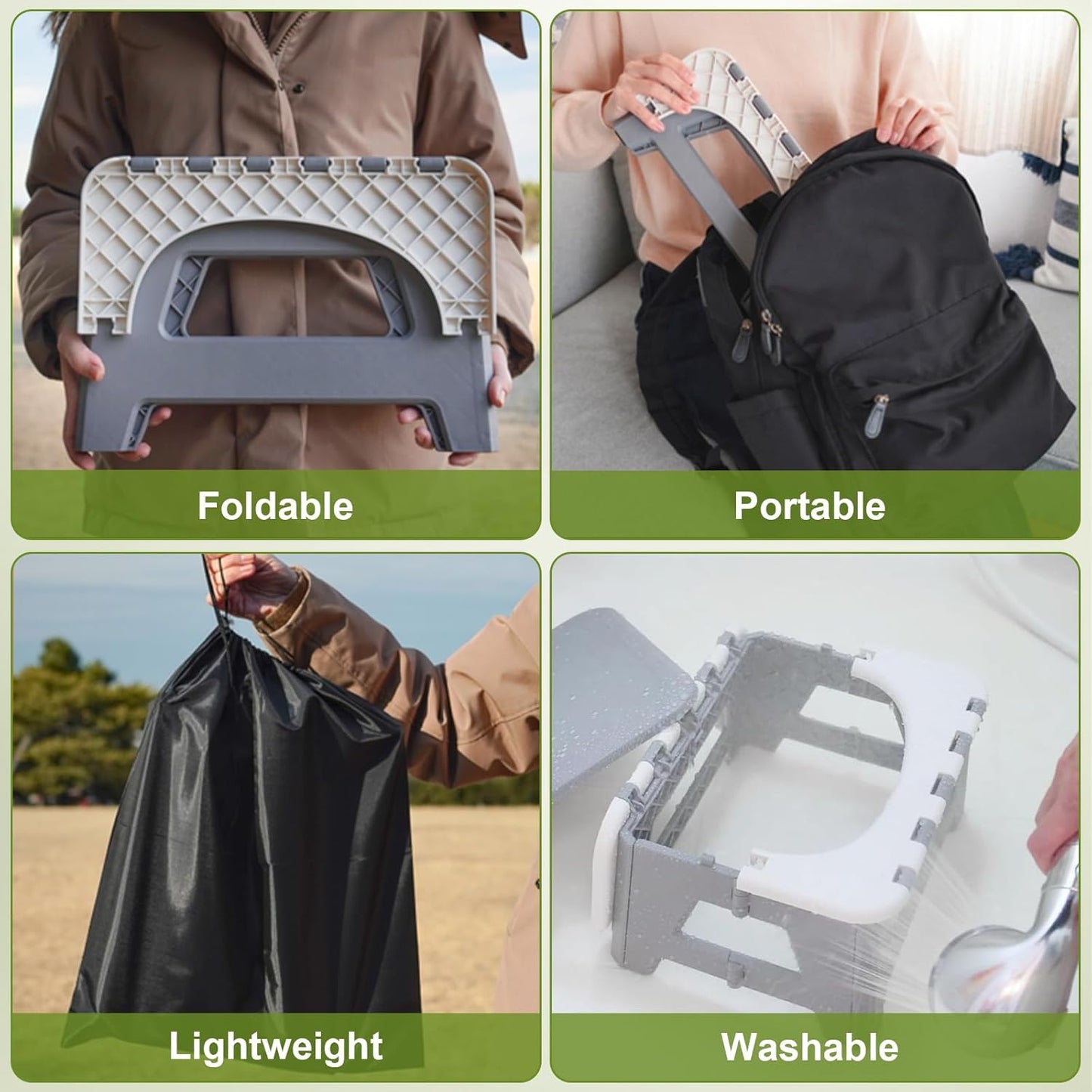 Inodoro plegable antiderrap para adultos RV hogar marrón