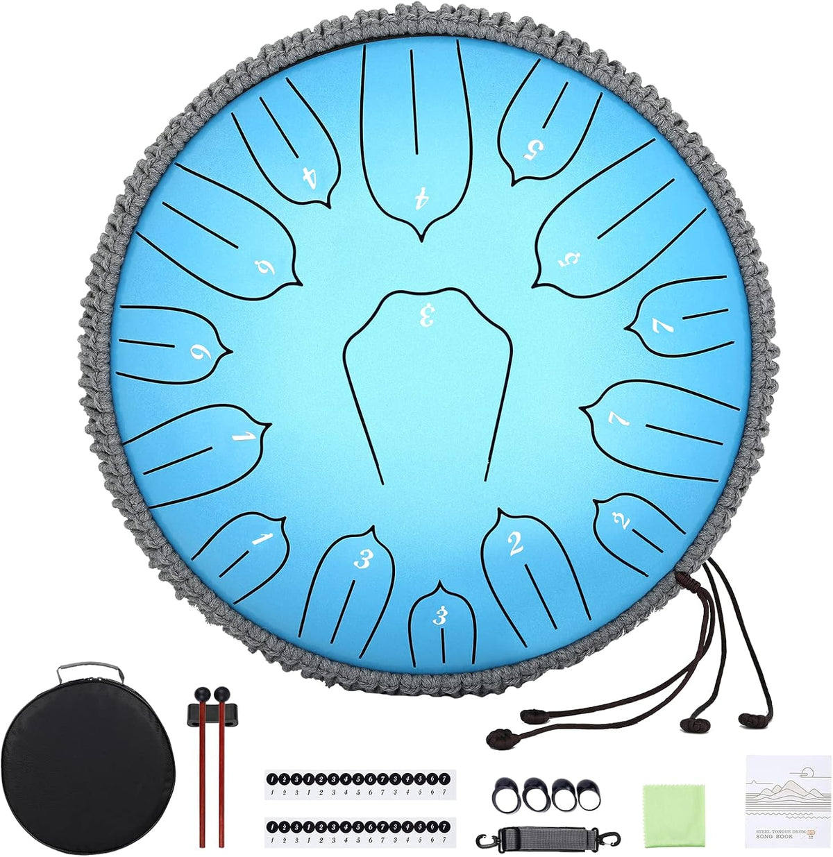 Tambor Handpan 12pulg 15 Notas con Libro y Bolsa