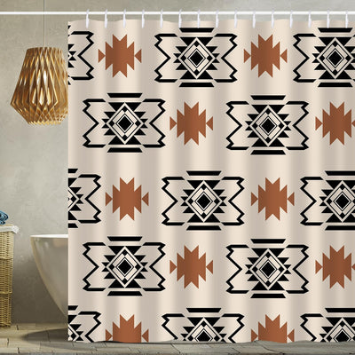 Cortina ducha bohemio azteca geométrica 72x72pulg poliéster
