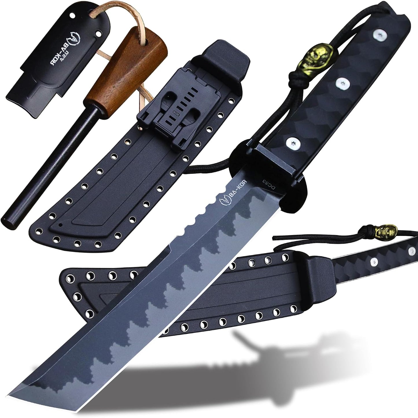 Cuchillo supervivencia estilo japonés 15.8" acero DC53