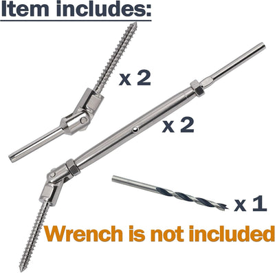 Kit barandilla cable acero inox T316 1/8pulg para postes madera