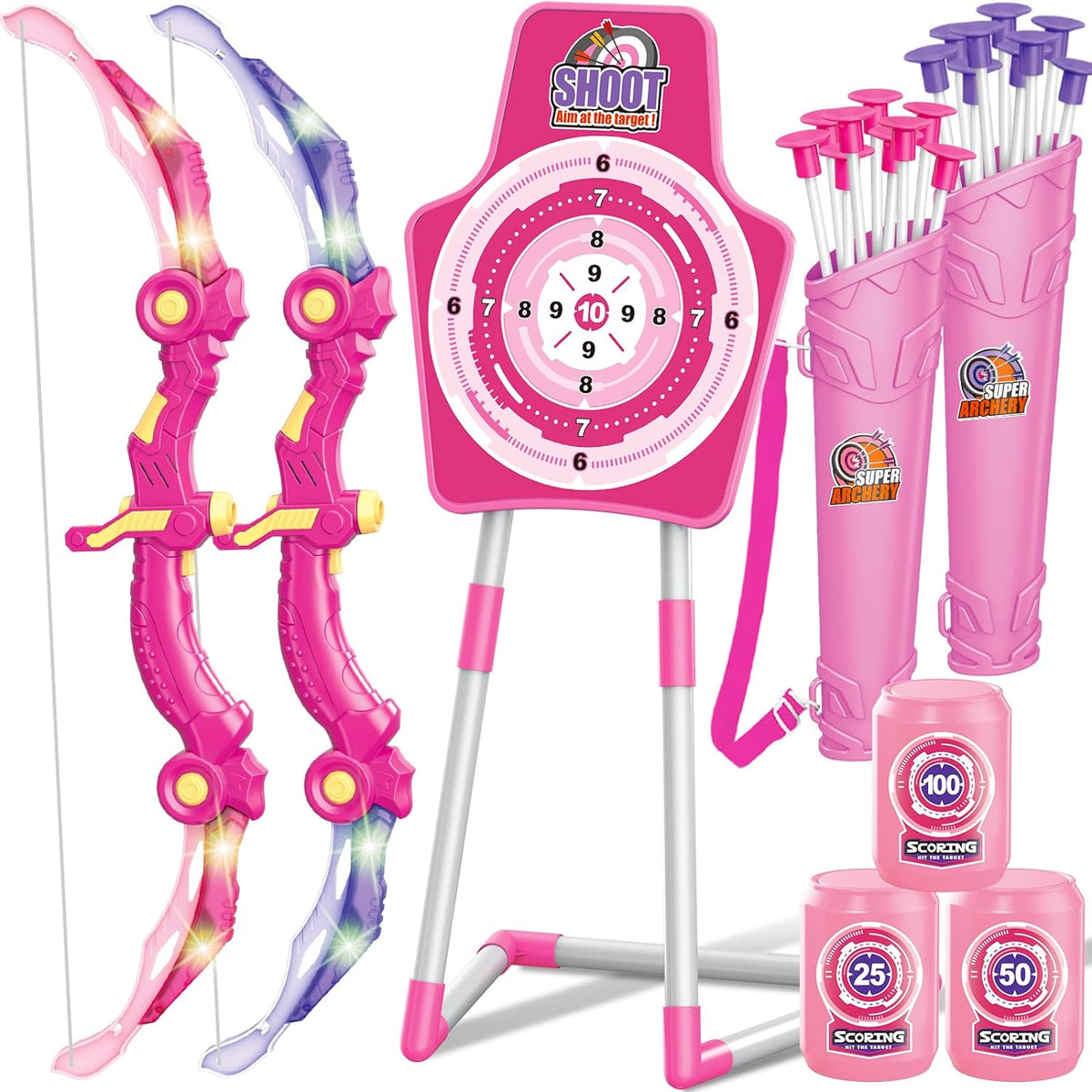 2 Set Arco Flecha Niños 4-12 Años Interior Exterior