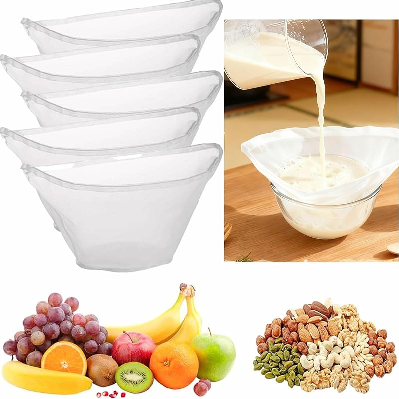 5 bolsas tela filtro reutilizable malla fina para leche