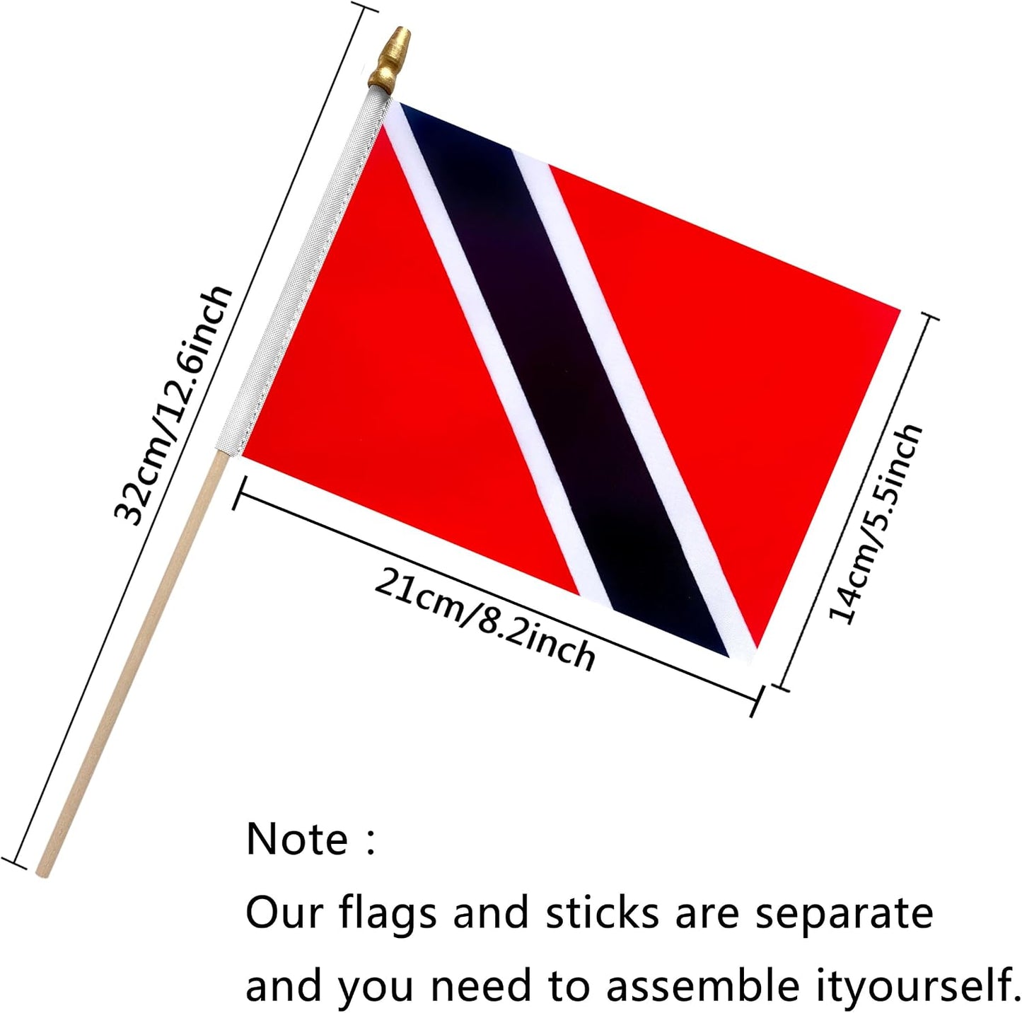 Banderas Trinidad y Tobago 5x8" pack 12