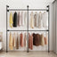 Perchero Industrial de Tubo Metal Negro Barras Dobles Pared