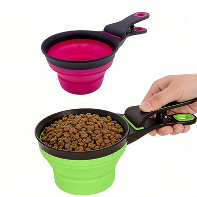 Set 2 Cucharas Plegables para Mascotas Verde Rosa