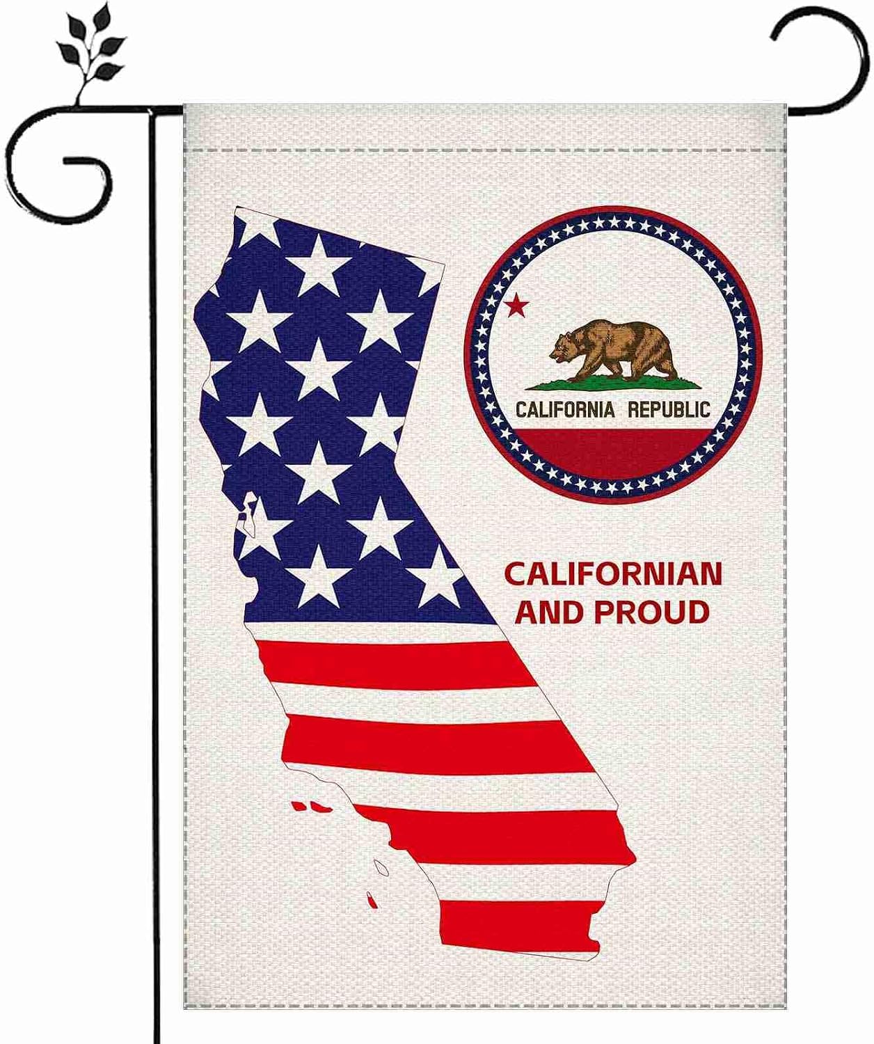Bandera doble cara California 12x18" para césped y fiesta
