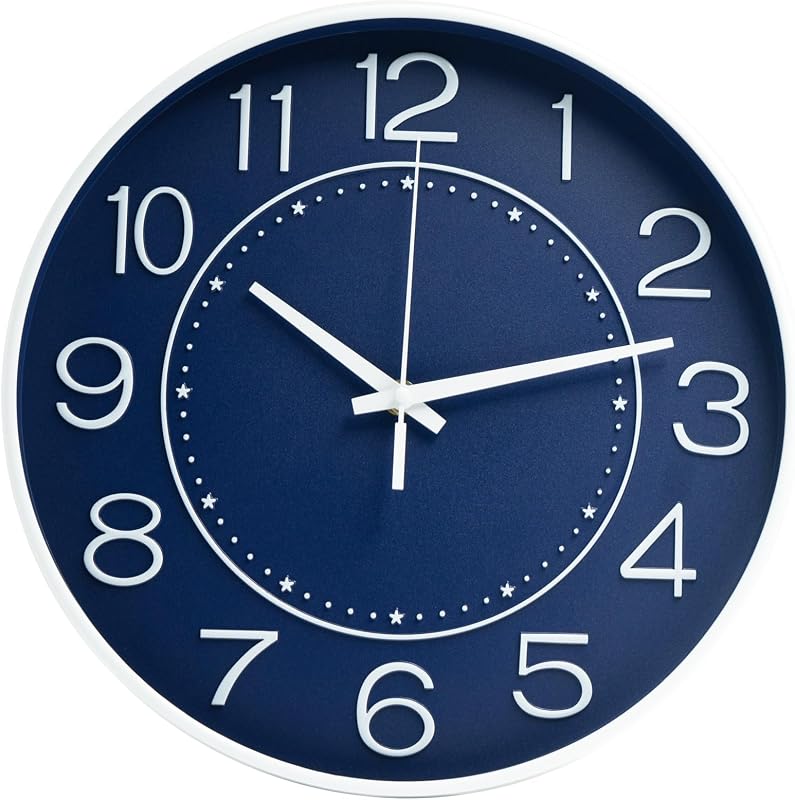 Reloj pared 12pulg cuarzo silencioso moderno azul