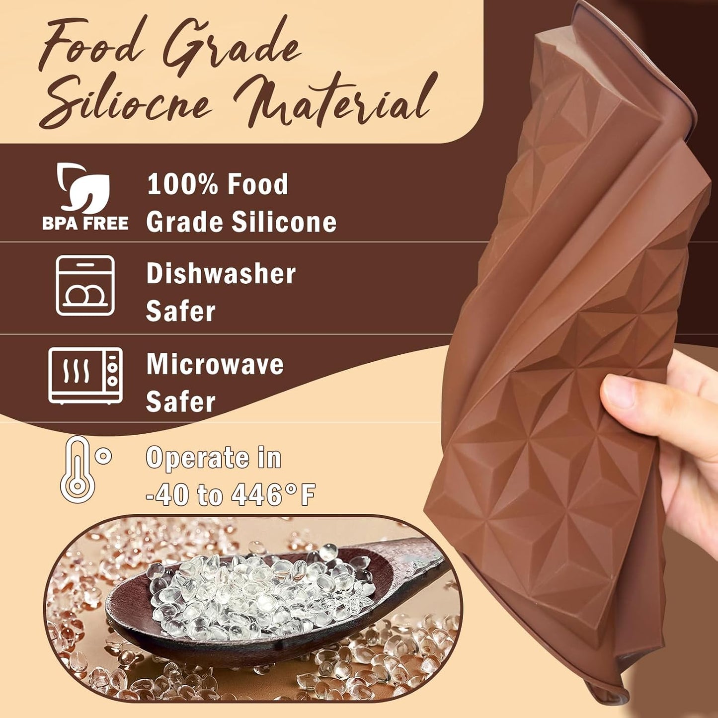 Molde silicona barra chocolate 2.16cm libre BPA