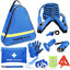Kit emergencia coche azul con puente 10" martillo cuerda